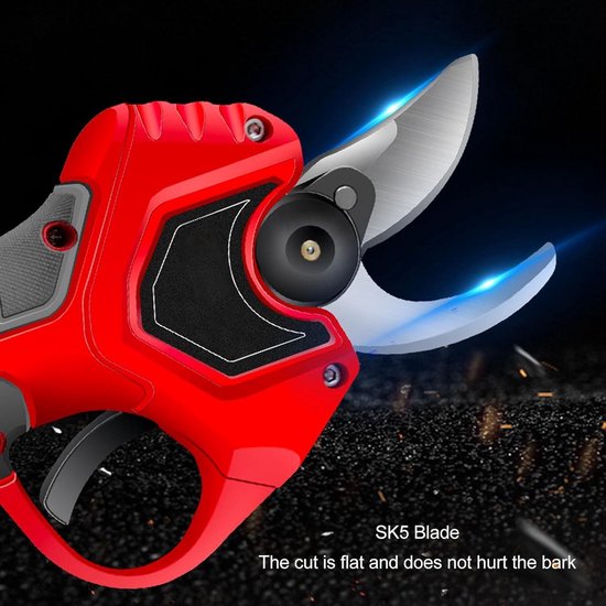 Elektrische takkenschaar oplaadbaar - 2000 mAh accu - snoeidiameter 40 mm - krachtige snoeischaar - tuinieren (rood) van Merkloos	