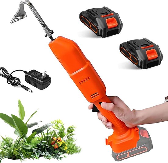 Elektrische Tuin Cultivator - Bodemwoeler Weed Remover - Efficiënt Tuinieren - Dubbele Batterij Systeem - 10 cm Werkbreedte - Zwart