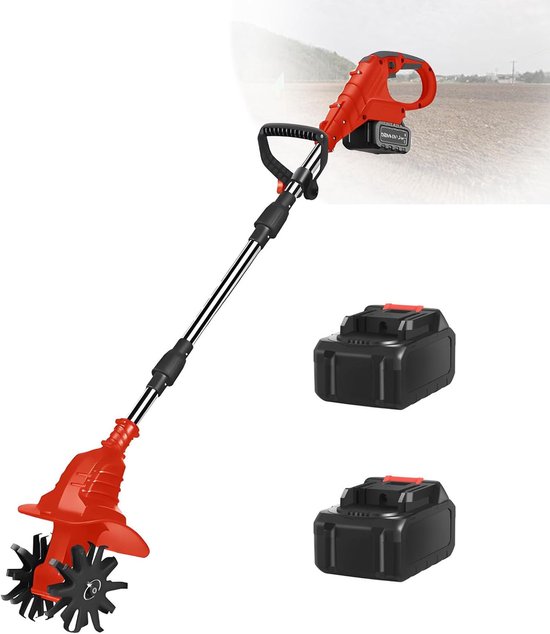 Elektrische Tuinfrees - Accu Bodembewerker - Gazon Bodemklaar - 270 Tpm Snelheid - 25cm Diep 20cm Breed - Zwart van Merkloos	