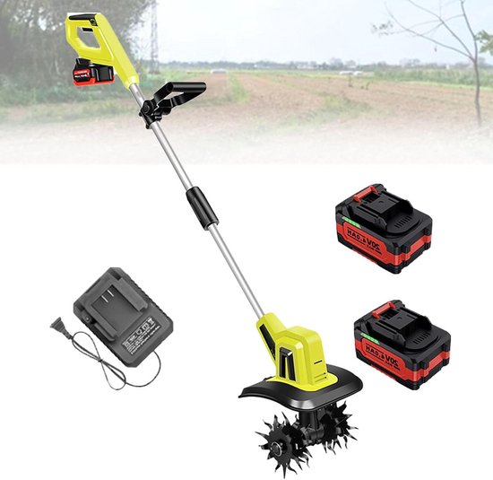 Elektrische Tuinfrees - Bodemfrees Grasmaaier - Tuinonderhoud - Draadloze Vrijheid - 25 Cm Werkbreedte - Zwart