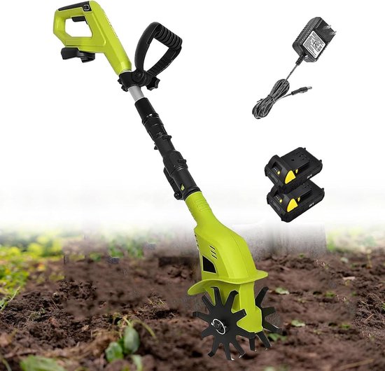 Elektrische Tuinfrees - Bodemwoeler - Bodem Voorbereiden - Accu Aangedreven - 25cm Diep - Zwart