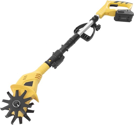 Elektrische Tuinfrees - Kleine Grondbewerker - Bodem Losmaken - Draadloos Met Accu - 107-128 Cm - Geel van Merkloos	