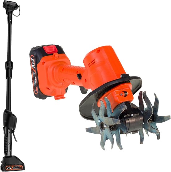 Elektrische Tuinfrees - Snoerloze Frees - Grond Bewerken - 10 Cm Werkdiepte - 1.2 Kg Gewicht - Oranje van Merkloos	