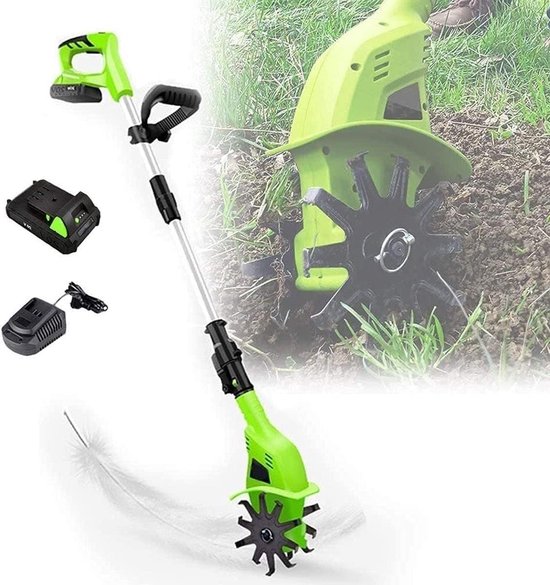 Elektrische Tuinfrees - Tuinfrees Snoerloos - Bodem Losmaken - Verstelbare Handgreep - 10 cm Werkbreedte - Zwart