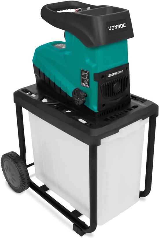 Elektrische Tuinhakselaar - 2500W - Takken tot 45 mm - 60L Opvangzak - Stille Hakselaar voor Tuinafval