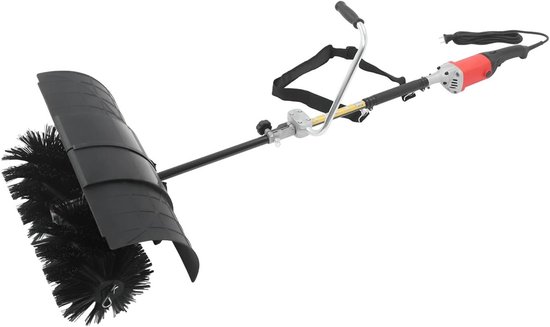 Elektrische veegmachine - Buitenreiniger - Terrassen reinigen - 2-in-1 functie - 55 cm werkbreedte - Zwart rood