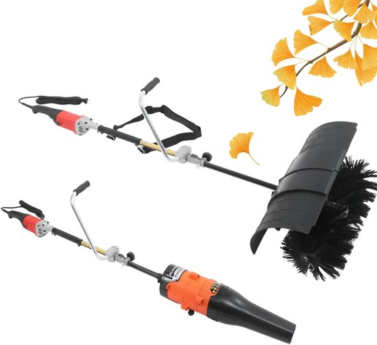 Elektrische Veegmachine - Motorbezem - Buiten Reinigen - Twee-in-één Functionaliteit - 55 cm Werkbreedte - Zwart/Rood