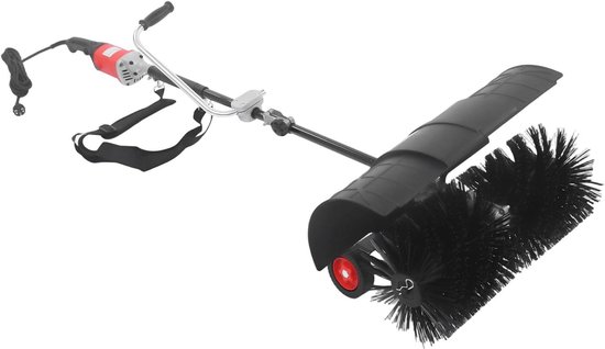 Elektrische Veegmachine - Motorbezem Sneeuwveger - Buitenruimte Reinigen - 2-in-1 Functie - 180 cm Lengte - Zwart Rood Oranje