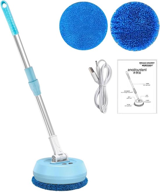 Elektrische Vegen - Draadloze Mop - Vloeren Schoonmaken - 180 Graden Rotatie - 138 cm - Wit