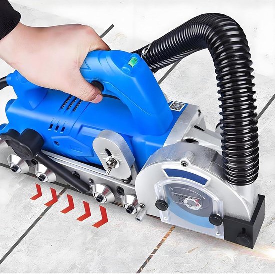 Elektrische voegenreiniger - Tegel reiniger - Voegen verwijderen - Automatisch stofzuigen - 100 mm zaagblad - Blauw
