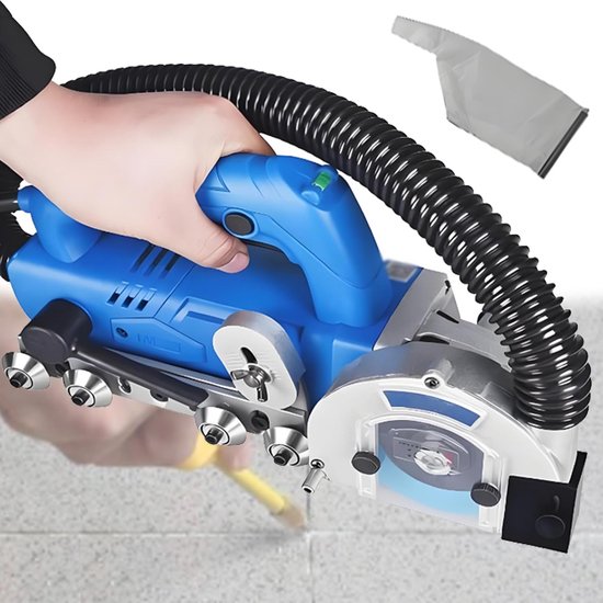 Elektrische voegenreiniger - Tegelreiniger - Voegen reinigen - Automatische stofafzuiging - 1200 W - Grijs