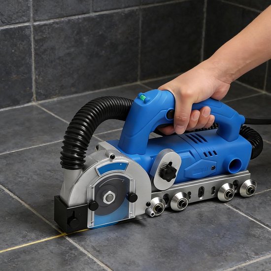 Elektrische Voegenreiniger - Tegelreiniger Voegenmachine - Voegen Schoonmaken - Ingebouwde Stofzuiger - 1200W - Grijs