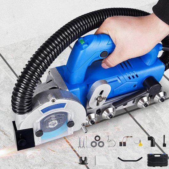 Elektrische voegreiniger - Tegelreiniger voeg - Voegen schoonmaken - Zelfzuigende stofopvang - 1200 W - Naamafruiming