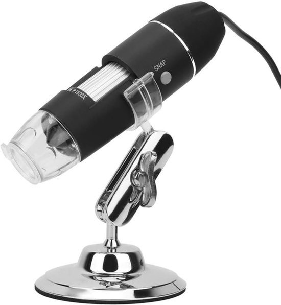 Elektronenmicroscoop, Digitale microscoopcamera, 30W 1600X USB 5V DC, LED-microscoop, HD-handmicroscoop met beugel, Gebruikt voor planteninspectie, huidonderzoek, afdrukinspectie