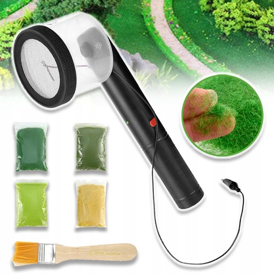 Elektrostatische Grasvlokapplicator - 50mA Laag Vermogen - Sterke Vlokprestaties - Voor Doe-Het-Zelf Beplanting, Architectuur- En Landschapsmodellen - Zwart & Zilver