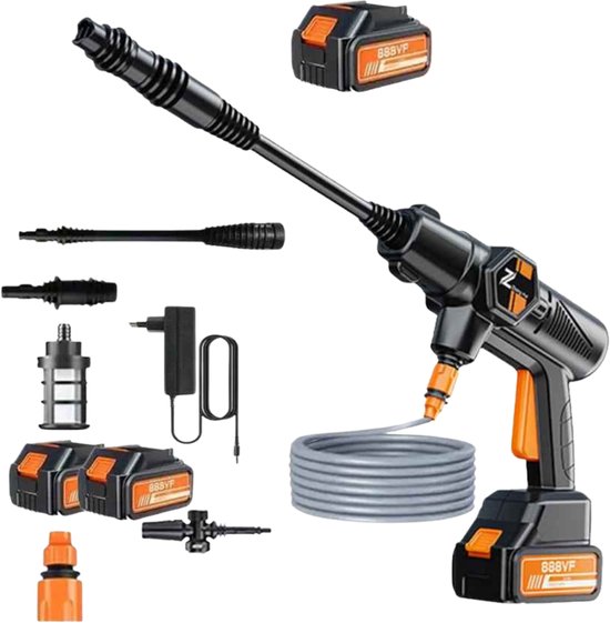 ElevateCommerce - Draadloze Hogedrukreiniger 21V met 2 Accu’s – 200 Bar Hogedrukspuit voor Auto, Tuin & Terras – Draagbare Waterpistool Power Washer van Merkloos	
