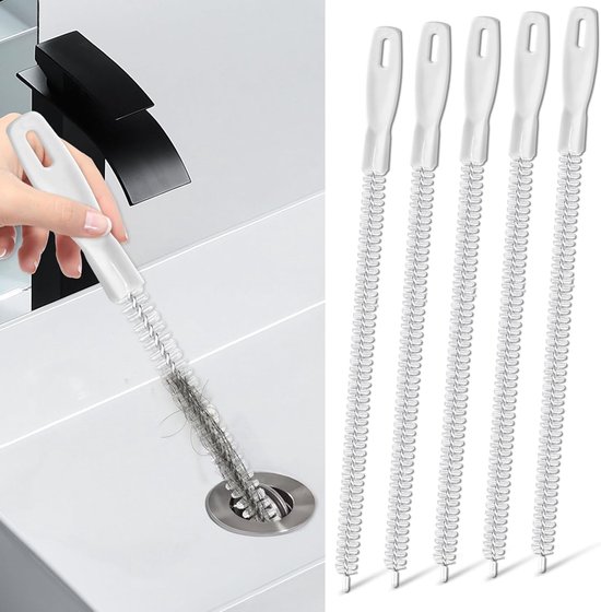 elzle 5 stuks afvoerreinigingsborstel, 45 cm, afvoerborstel, flexibele borstel voor slangen, reinigingsborstels, afvoer, afvoergarnituur, gereedschap voor badkamer en keuken