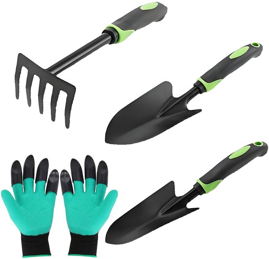 Elzusha - Tuingereedschap Set van 4 met Harken en Handschoenen - Ergonomisch Design