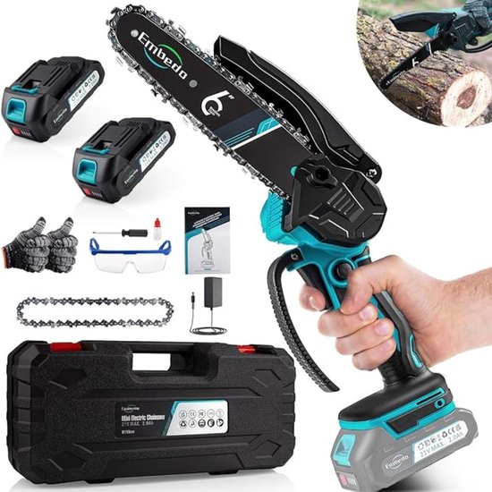 EMBEDO® Mini Kettingzaag - Kettingzaag Accu - Mini Kettingzaag Met Accu - Elektrische Kettingzaag - Kettingzaag - Kettingzaag Electrisch - Complete Set van EMBEDO®