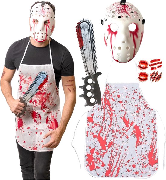 Eng Halloween Kostuum Moordenaar met Kettingzaag voor Volwassenen en Tieners