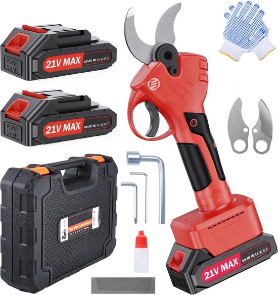 Equivera Elektrische Snoeischaar - Elektrische Takkenschaar - Draadloos - Tuinschaar - Knippen en Snoeien van Hekken en Takken van Equivera