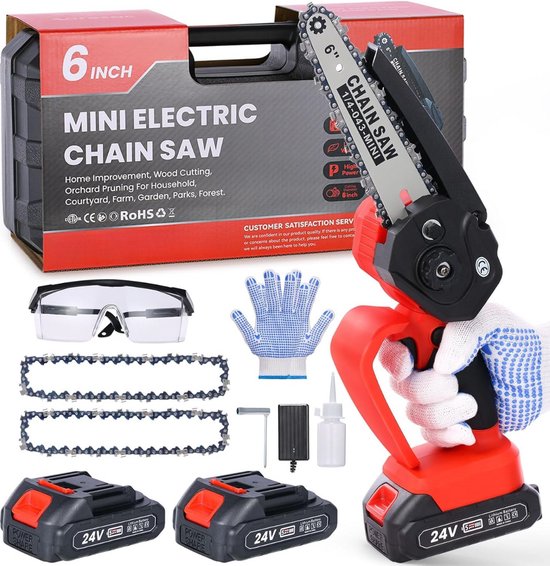 Equivera Mini Kettingzaag - Elektrisch - Mini Kettingzaag Met Accu - Elektrische Snoeischaar - Accu Snoeischaar - Kettingzaag Accu van Equivera