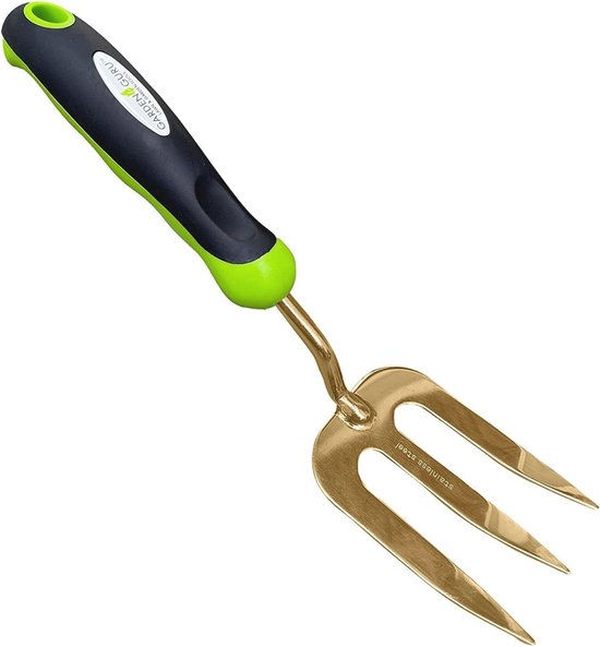 Ergonomische handonkruidvork van roestbestendig titanium - ideaal voor planten, mulchen, wieden en verplanten van Ergon