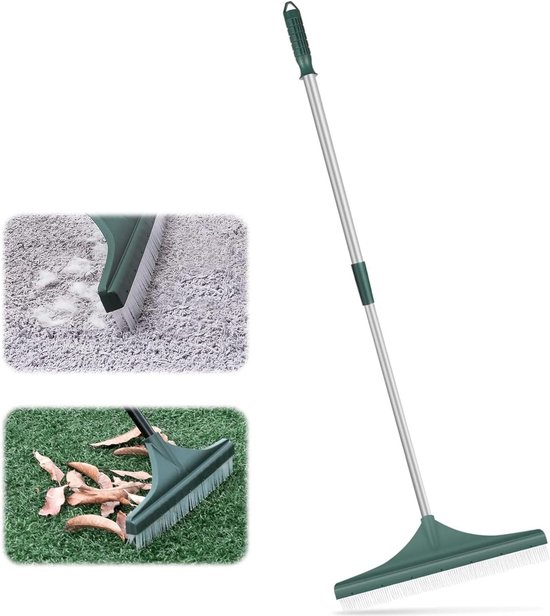 Ergonomische Kunstgrasborstel met Verstelbare Stalen Handgreep - 80 tot 130 cm - Nephark voor Gazons en Tapijt Leak Rake van Merkloos	