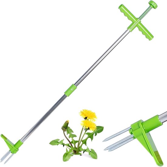 Ergonomische onkruidtrekker met lange steel en voetpedaal, ideaal voor moeiteloos onkruid verwijderen in de tuin met 3 klauwen. van Merkloos	