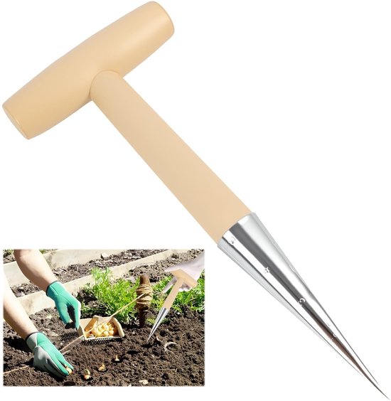Ergonomische T-Grip Plantenhark van RVS en Hout – Perfect voor Nauwkeurige Planten, Tuinieren en Bloemenverzorging in de Tuin
