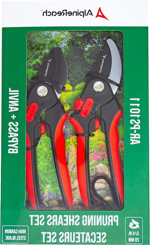 Ergonomische tuinschaarset - verstelbare zachte handgreep - bypass en aambeeld - koolstofstaal - tuinieren van Spear & Jackson