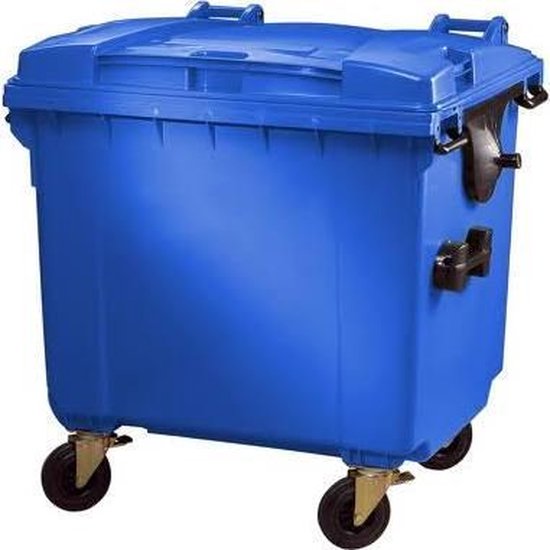 ESE 4 wiel afvalcontainer 1100 liter blauw van ES
