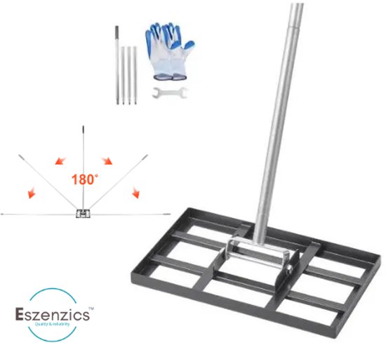 Eszenzics™ Egalisatiehark Pro4 XL - Extra breed 120cm - Verstelbare steel - 180° draaibaar - Lichtgewicht - Gazon - Tuin - Egaliseren - Hark van Merkloos	