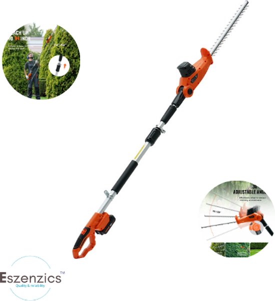 Eszenzics™ Heggenschaar Telescopisch - Krachtige 20V Accu met snellader - 46cm stalen blad - Tot 240cm bereik - 16mm takken - Verstelbare hoek - Lichtgewicht van Eszenzics™