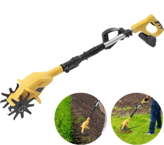 Eszenzics™ Krachtige Cultivator - Elektrische tuinfrees - Dubbelzijdige werking - Verticuteermachines - 17cm diep - Draadloos - Lichtgewicht - Accu - Verstelbare steel van Merkloos	