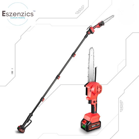 Eszenzics™ Krachtige Telescopische Kettingzaag - Incl. 2x Accu 18V - 4500W - Borstelloos - Verstelbare zaaghoek - Tot 30 cm doorsnee - Snoeien - Zagen van Eszenzics™