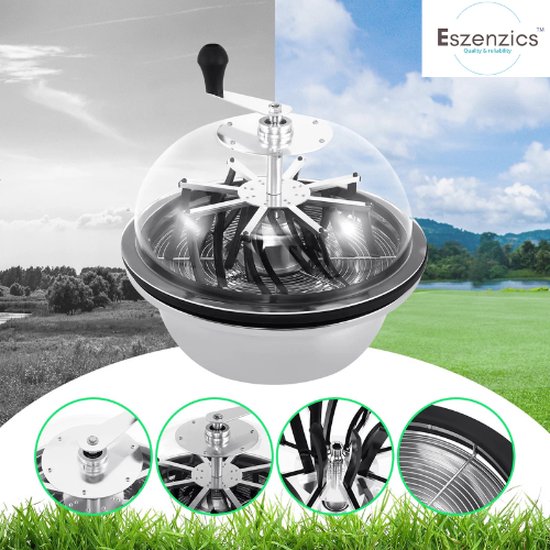 Eszenzics™ Oogsttrimmer - Roestvrijstalen 41 cm kom - Stalen messen - Knipmachine - 24 rubberen strips - Voor verwijderen van bladeren - Droge en natte bladeren van Eszenzics™