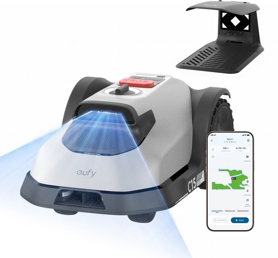 eufy Robotgrasmaaier C15, Geen Kabel, Geen RTK, Geen Signaalproblemen, Handsfree Automatische Mapping, Nauwkeurige Obstakelvermijding, Betrouwbaar Gazononderhoud Zonder Gedoe