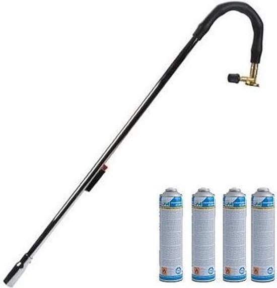 Eurom Onkruidbrander - met Piezo + vier maal 600 ml. gasflessen van Eurom