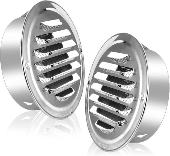 Europlast Ventilatie Rooster 120 mm met Lens Bescherming - Ronde Roestvrijstalen Flens - Met Gesp - Afvoer Lucht Rooster voor Garage - Keuken en Badkamer - 2 van Merkloos	