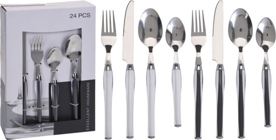 Excellent Houseware Bestekset - 24-delig - Wit van Excellent Houseware