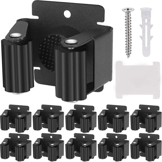 EXCITAT Gereedschapsrek - Bezemrek - Wandmontage - Roestvrij staal - Voor dweilen, bezems, scheppen, gereedschap - 10 stuks van Merkloos	