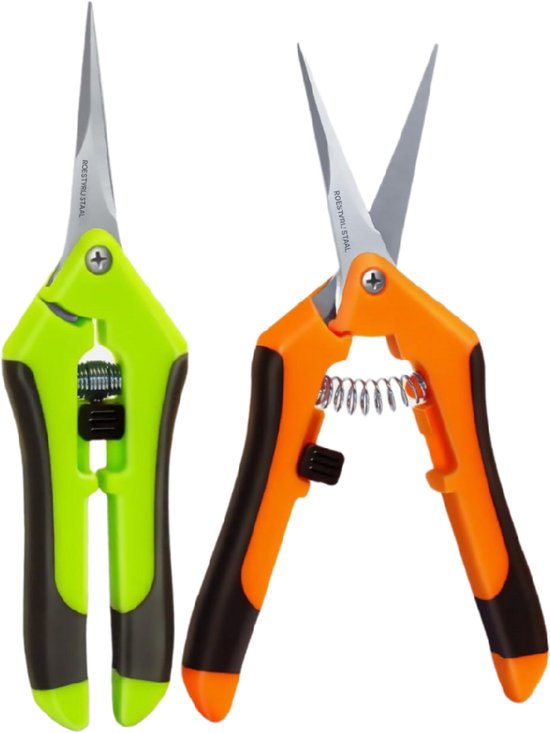 EXCITAT Kleine tuinschaar - 2-pack - Titanium gecoate messen - Ergonomische vergrendelbare handgrepen - Precisieknippen - Geschikt voor bloemen, fruit, groenten en heggen - Groen en oranje van Merkloos	