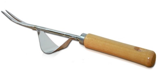 EXCITAT Wieder - Handmatige wieder - Tuinman cadeau - Onkruidwieder met houten handvat - geschikt voor graven, wieden en losmaken van grond - 31,5 x 1,7 cm - RVS