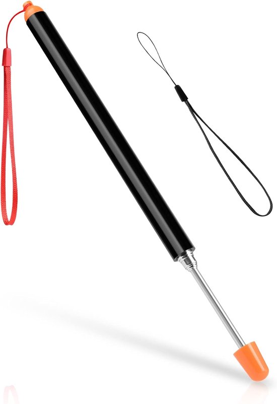 Extendable pointer - 120cm telescopic rod - lanyards - stainless steel - whiteboard - blackboard - presentations - seminars van Merkloos	