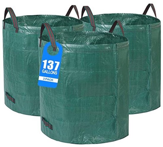 Extra Grote Herbruikbare Tuin Afval Zakken - 3 Pack - 137 Gallons Met Versterkte Handgrepen van Merkloos	