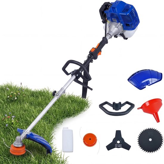 Extra Krachtige 3-in-1 Benzine Bosmaaier & Grastrimmer - 52cc 2-Takt Motor - Kantmaaier inclusief Draagharnas en Easy Start Systeem van Merkloos	