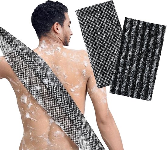 Extra Long Exfoliating Towel - Peeling Towel - Body Peeling Towel - Bath and Shower - Unisex Deep Cleaning - Labour Saving - Pack of 2 van Salux