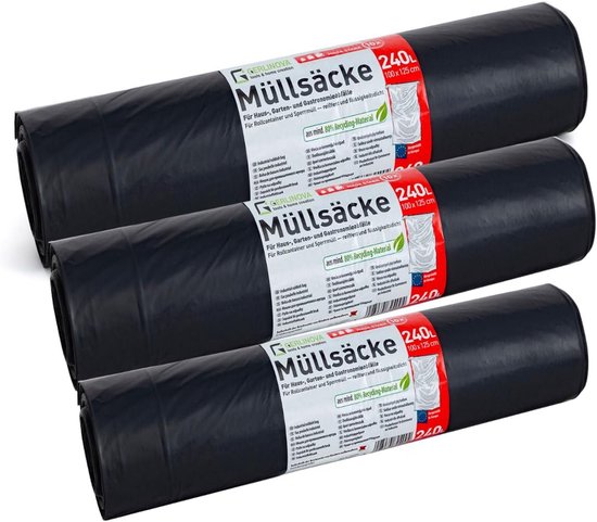 Extra sterke XXL vuilniszakken 240 liter - Scheurvast en gerecycled - 30 stuks van Merkloos	