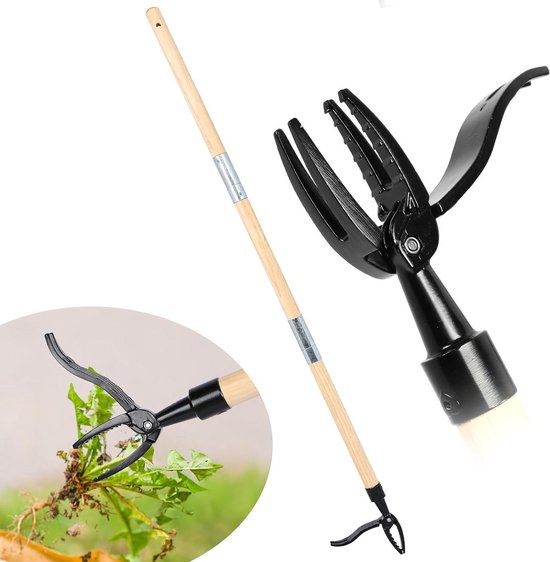 Extractor standing weed puller - manual non-bending weed remover - detachable three sections splicing feet weeding tool - uprooted design with footplate - garden root remover - efficient weed removal van Merkloos	